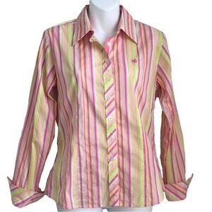 LILY PULITZER WHITE LABEL PINK MULTI STRIP BUTTON DOWN LIKE NEW